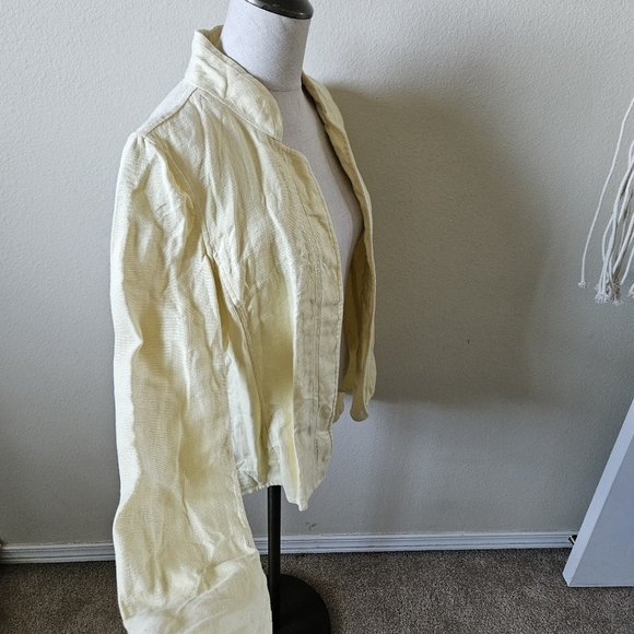 Womans Ellen Tracy Linen Yellow Jacket 8 (M) - Picture 3 of 10